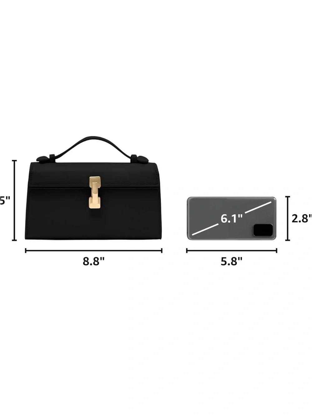 Amazon Black Top-Handle Satchel with Gold Clasp